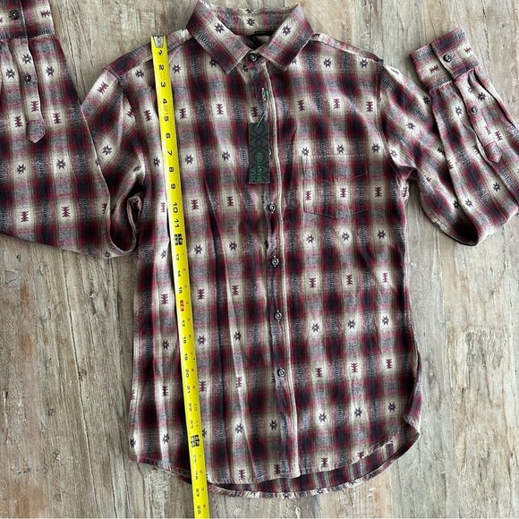 Stile Benetton Long Sleeve Button Up Shirt Aztec Plaid Small Multicolor NWT - Picture 7 of 9